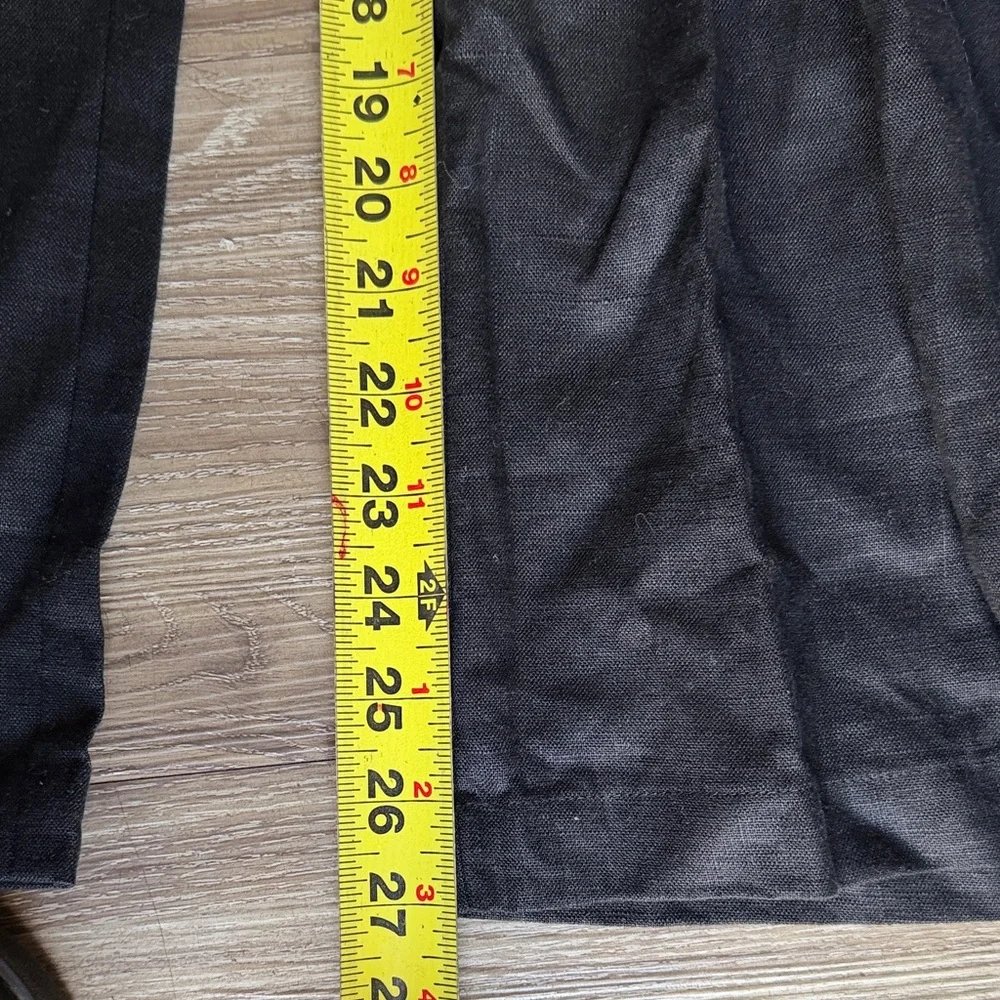 Reformation 100% Linen Black Wide Leg Pants with White Waistband Size: 6